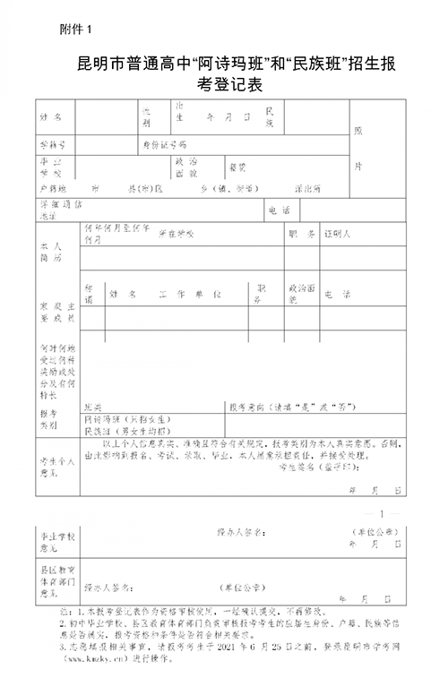 2021昆明普高阿詩瑪班招生計劃